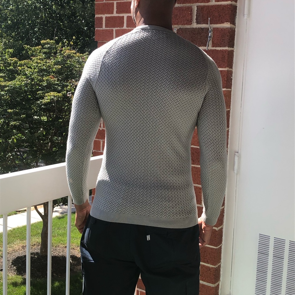 ASOS Gray Crewneck Sweater with Textured Knit - Muscle fit —#043 - Picture 2 of 14